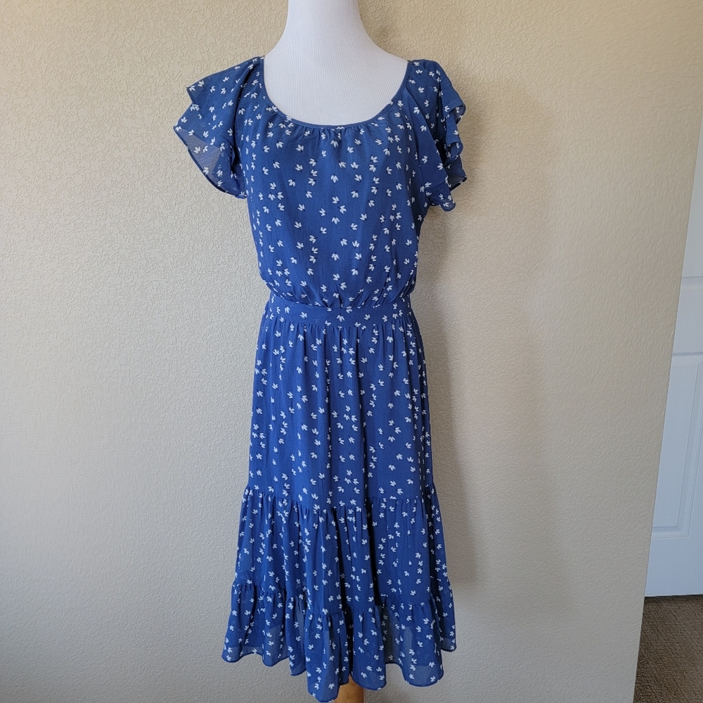 J. Crew Factory Tiered Tulip-Print Dress, Size 8